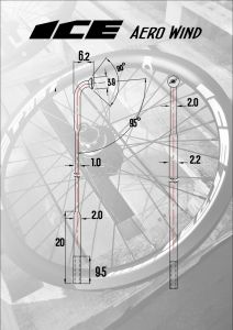 Sachet de 40 rayons ICE Aero Wind + tête laiton XL noire 183 mm