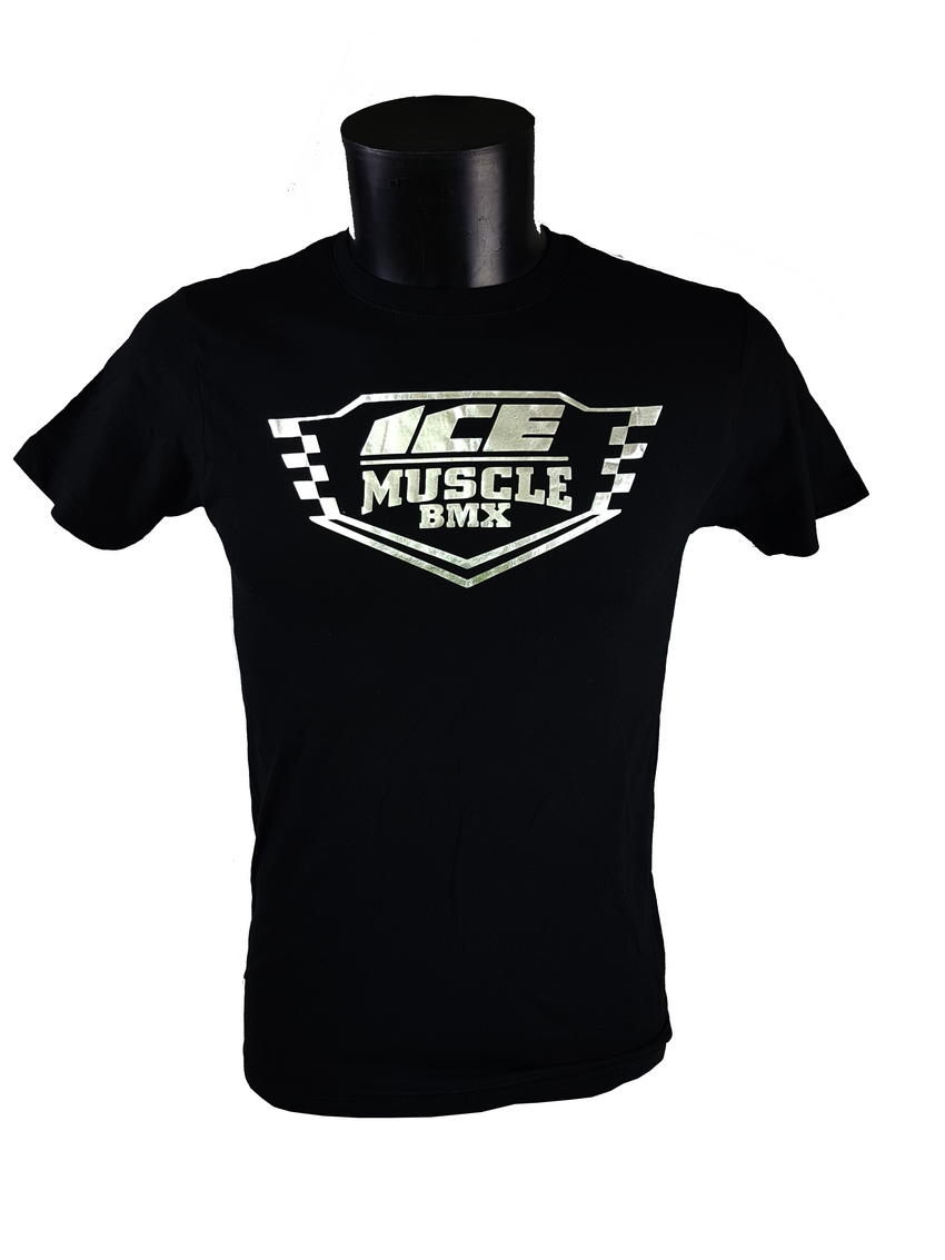T-Shirt manches courtes ICE NOIR LOGO "MUSCLE RACING" CHROME (XL)