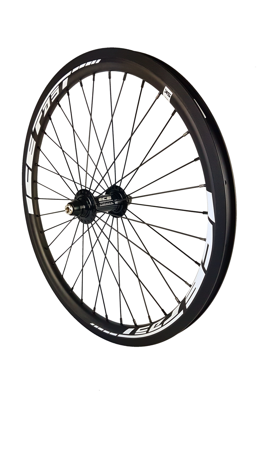 Roue Avant ICE ''SK'' 20'' X 1-3/8 Carbone + Moyeu ICE TANK Ø 10mm + Adaptateurs 20mm