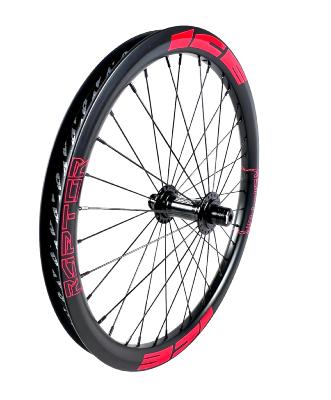 Roue Avant ICE RAPTOR 20" Carbone Noire / Rouge - Moyeu ICE TANK Ø20 mm